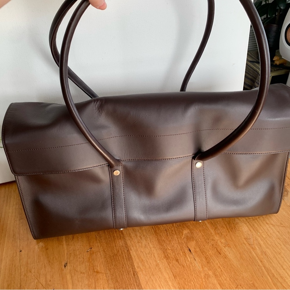 WANT Les Essentiels Large Work Bag Brown Lasdun Structured 13in Laptop Tote